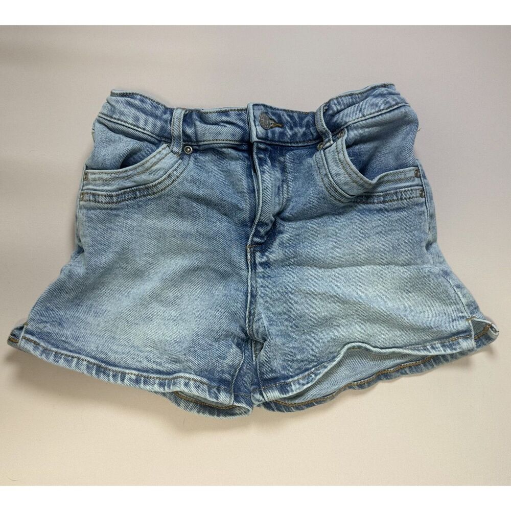 Tractr Girls Size 10 Light Wash Denim Shorts Bow Back Pockets Flare Hem